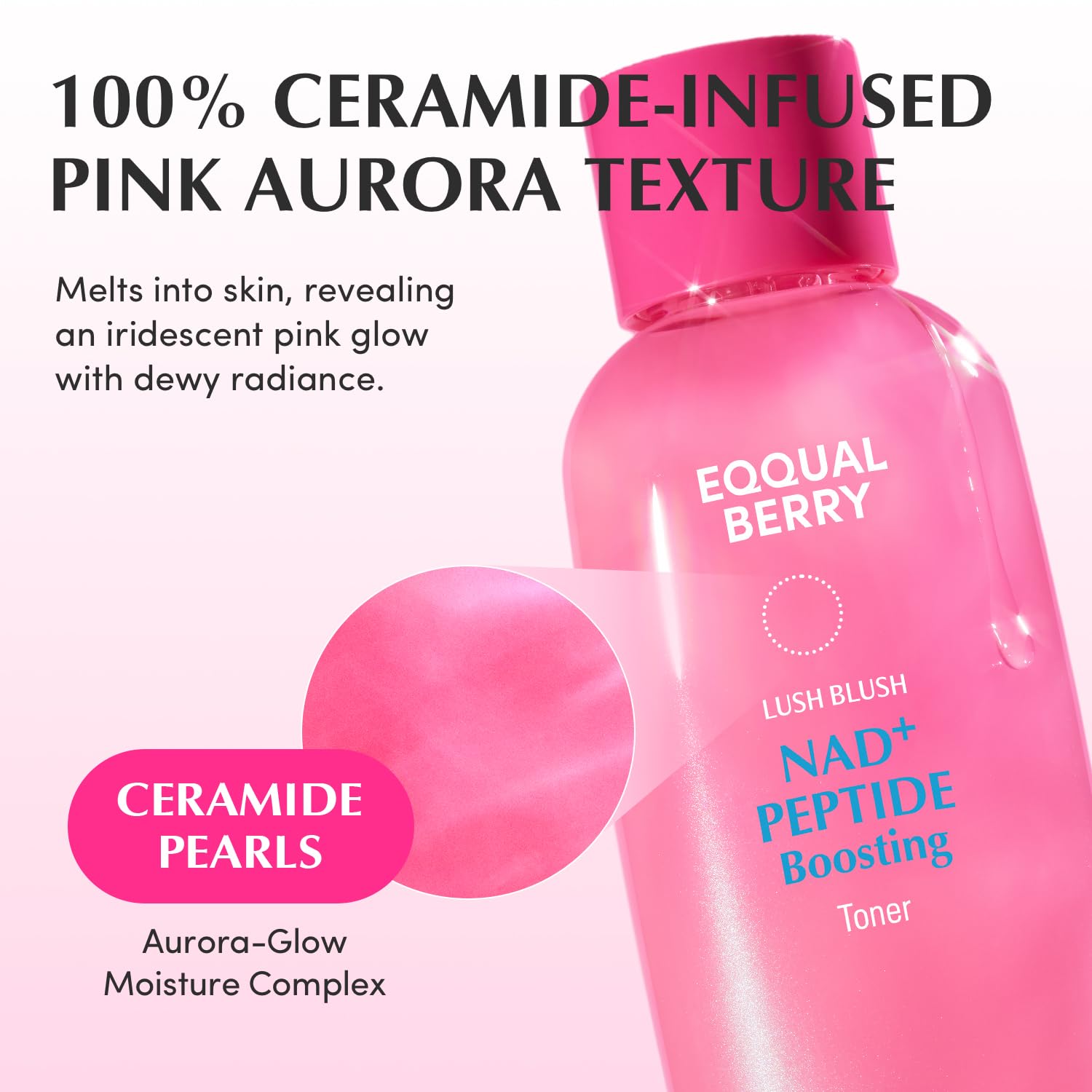EQQUALBERRY NAD+ Peptide Toner energizing glow on skin after use