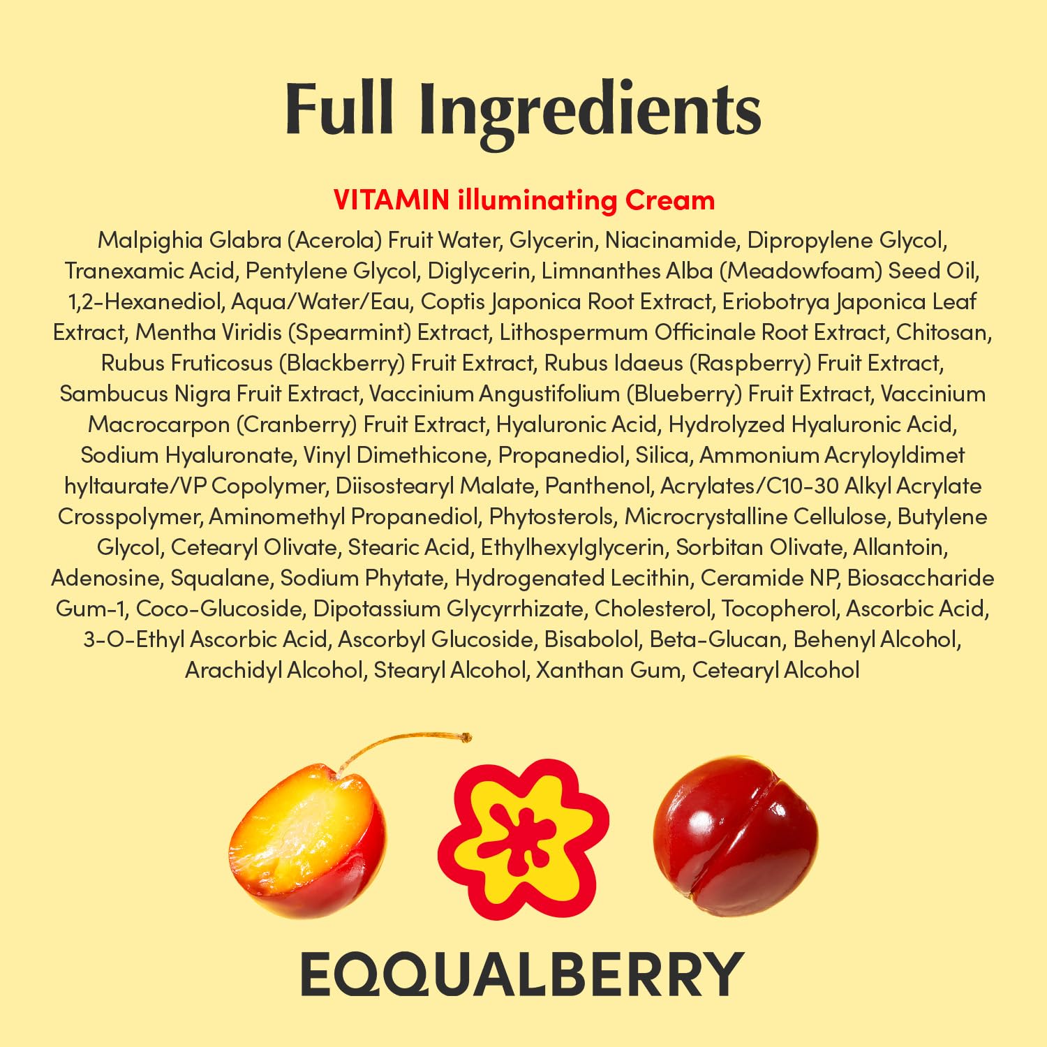 EQQUALBERRY Packaging label shows 50 ml size for everyday routine.