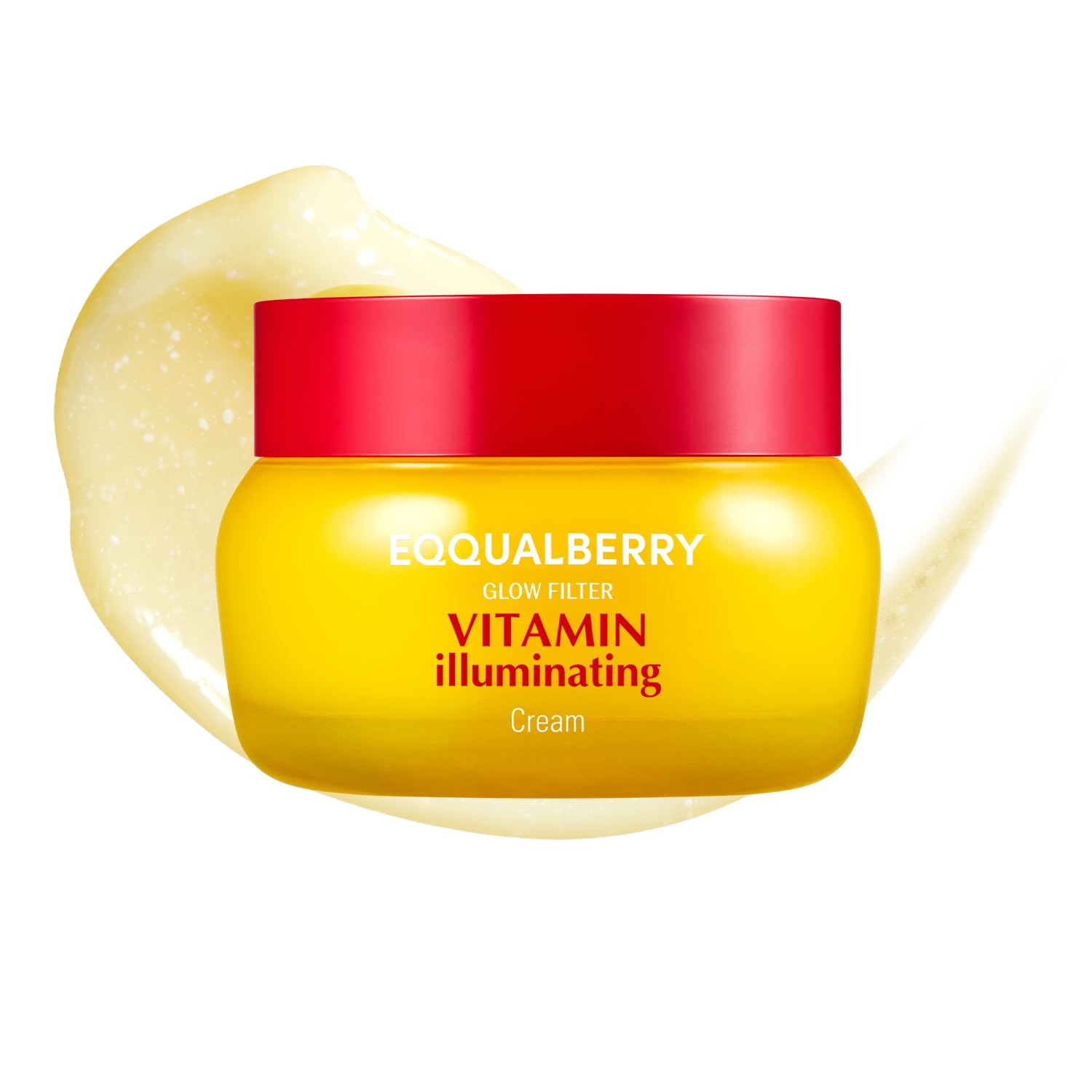 EQQUALBERRY Vitamin Illuminating Cream bottle highlights brightening glow for uneven skin tone.