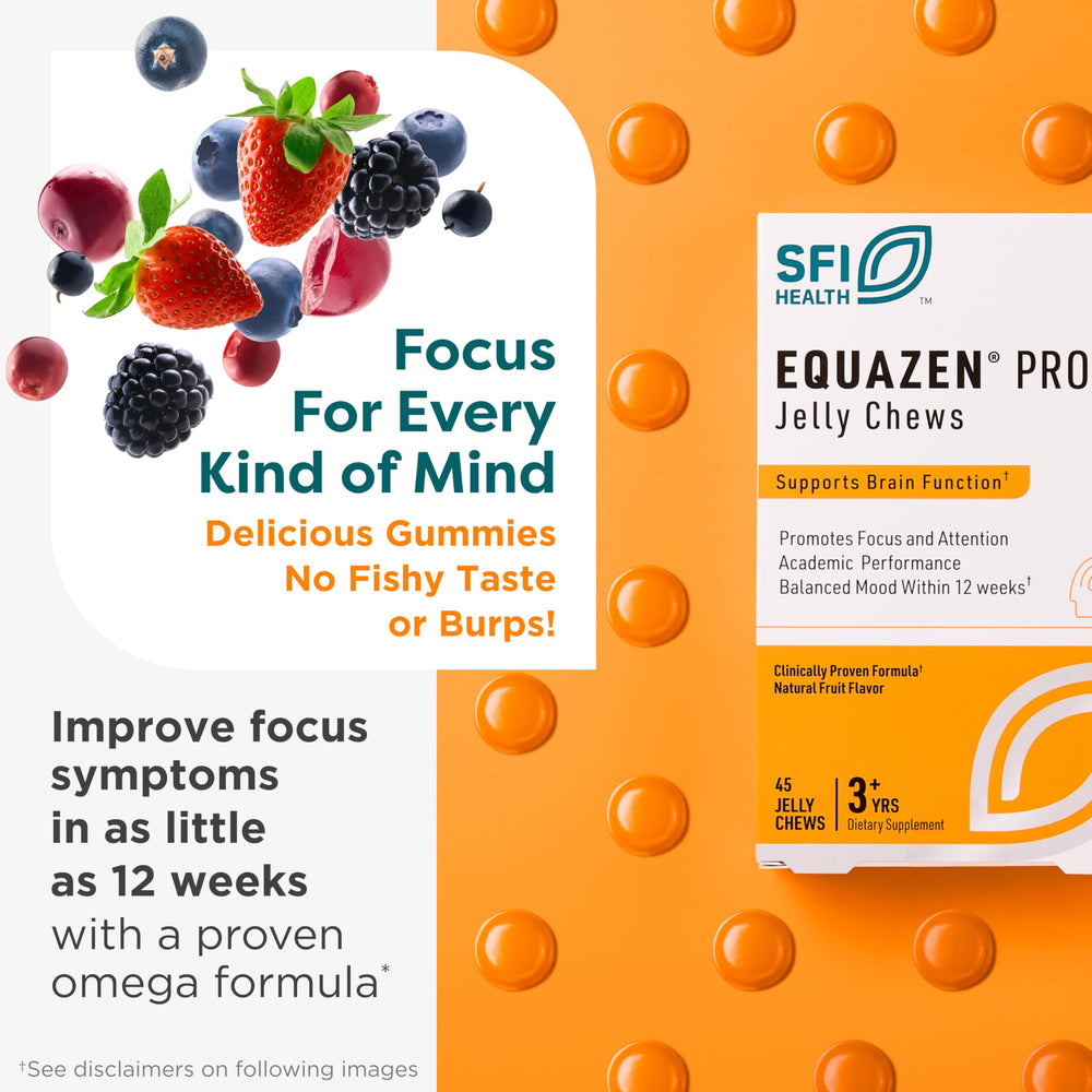 Close-up of Equazen Pro jelly chews, tasty omega-3-6 bite for kids