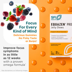 Close-up of Equazen Pro jelly chews, tasty omega-3-6 bite for kids
