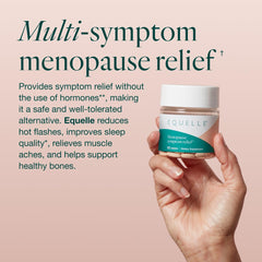 Equelle s-equol plant-based box highlighting plant-powered menopause support.