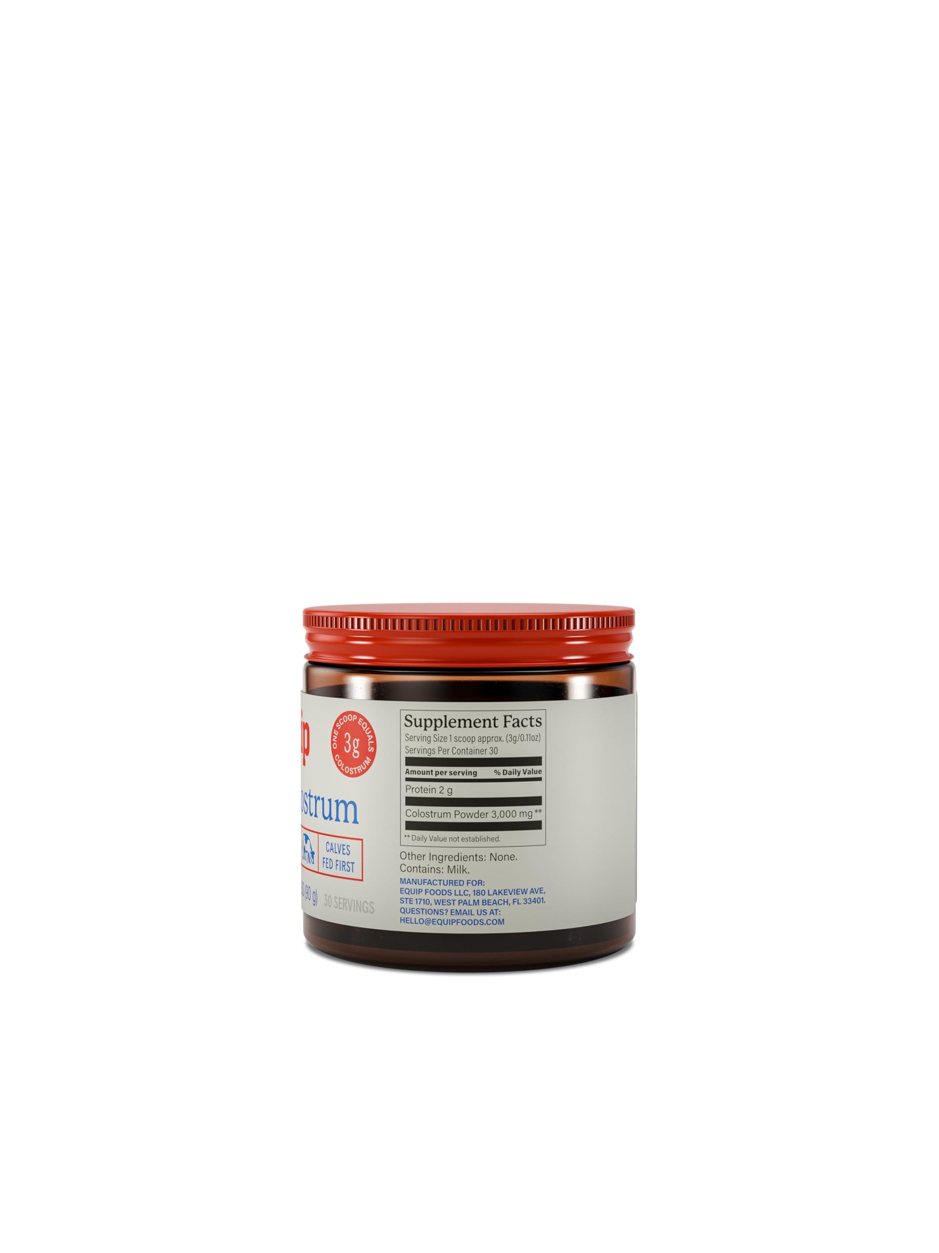 Shake-ready serving of Equip Foods Core Bovine Colostrum Powder for keto-friendly nutrition
