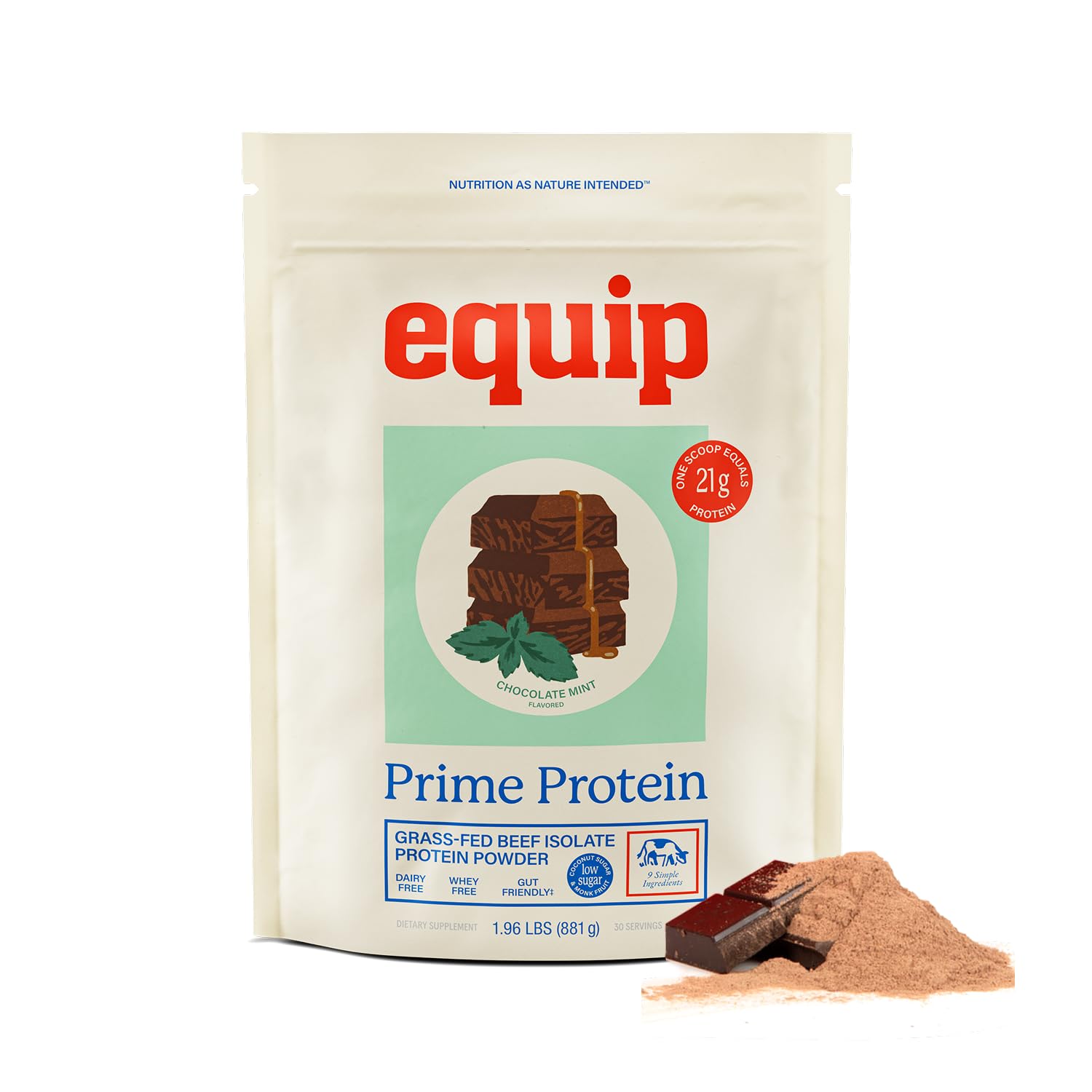 Equip Prime Protein canister, clean beef protein for keto and paleo nutrition