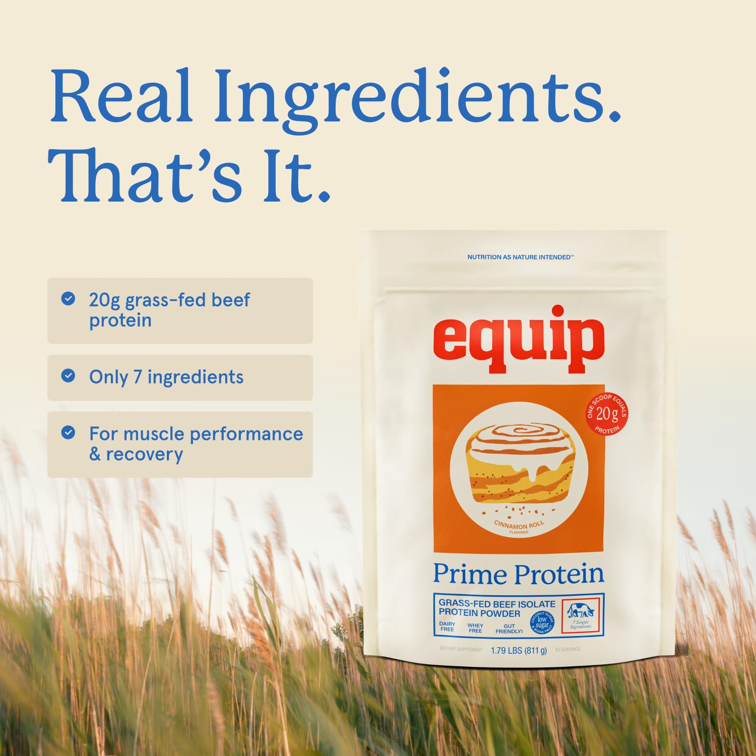 Label close-up on Prime Protein bottle communicates 30 servings.