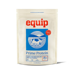 Equip Prime Protein Powder bottle front—grass fed beef protein option