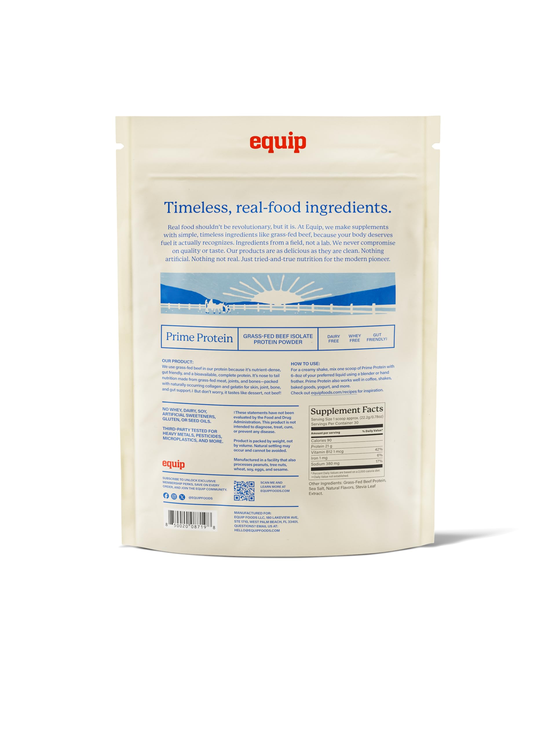 Equip Prime Protein Powder peanut butter bottle for flavor variety