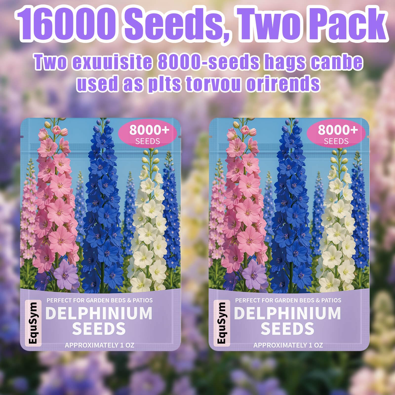 EquSym delphinium seeds gift pouch highlighting premium seeds for gifting