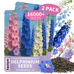EquSym delphinium seeds two-pack packets ready for spring sowing in home gardens