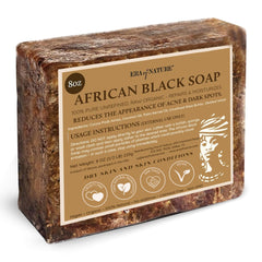 Era of Nature African Black Soap block 8oz for dry skin, pure ingredients.