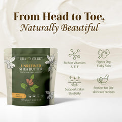 Era of Nature raw shea butter for soft, nourished hair and split-end repair.