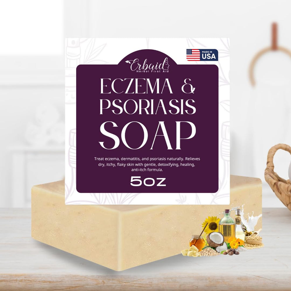 Erbaid daily-use soap on body emphasizes gentle cleansing and moisture