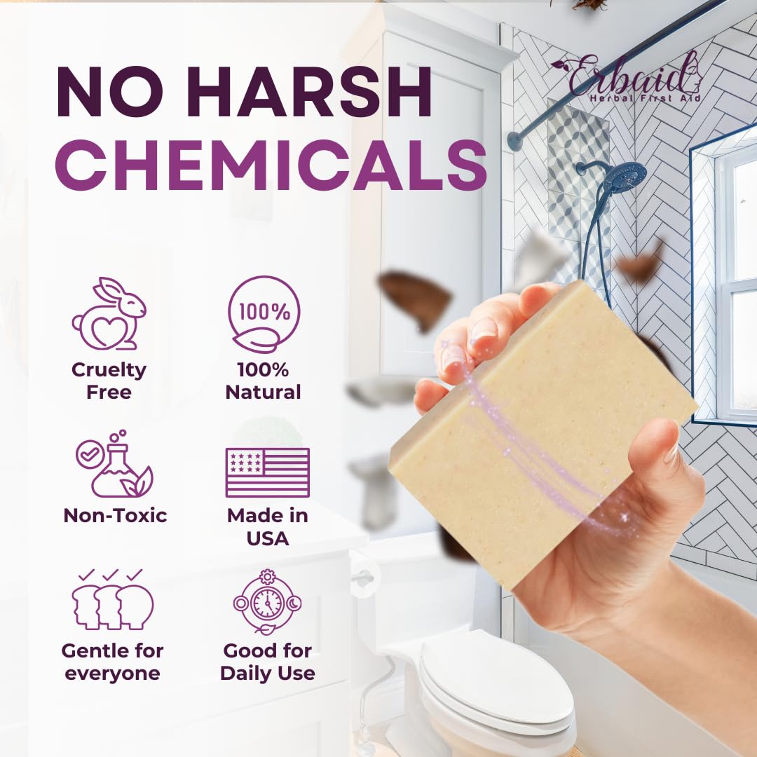 Foaming lather of Erbaid Eczema Soap Bar for daily face and body use.