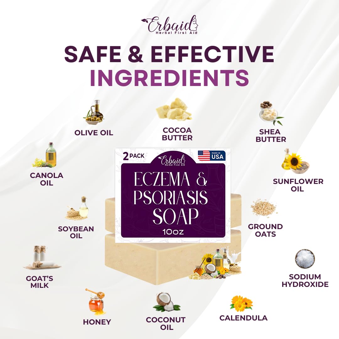 Erbaid Eczema Soap Bar suitable for kids and adults with a gentle formula.