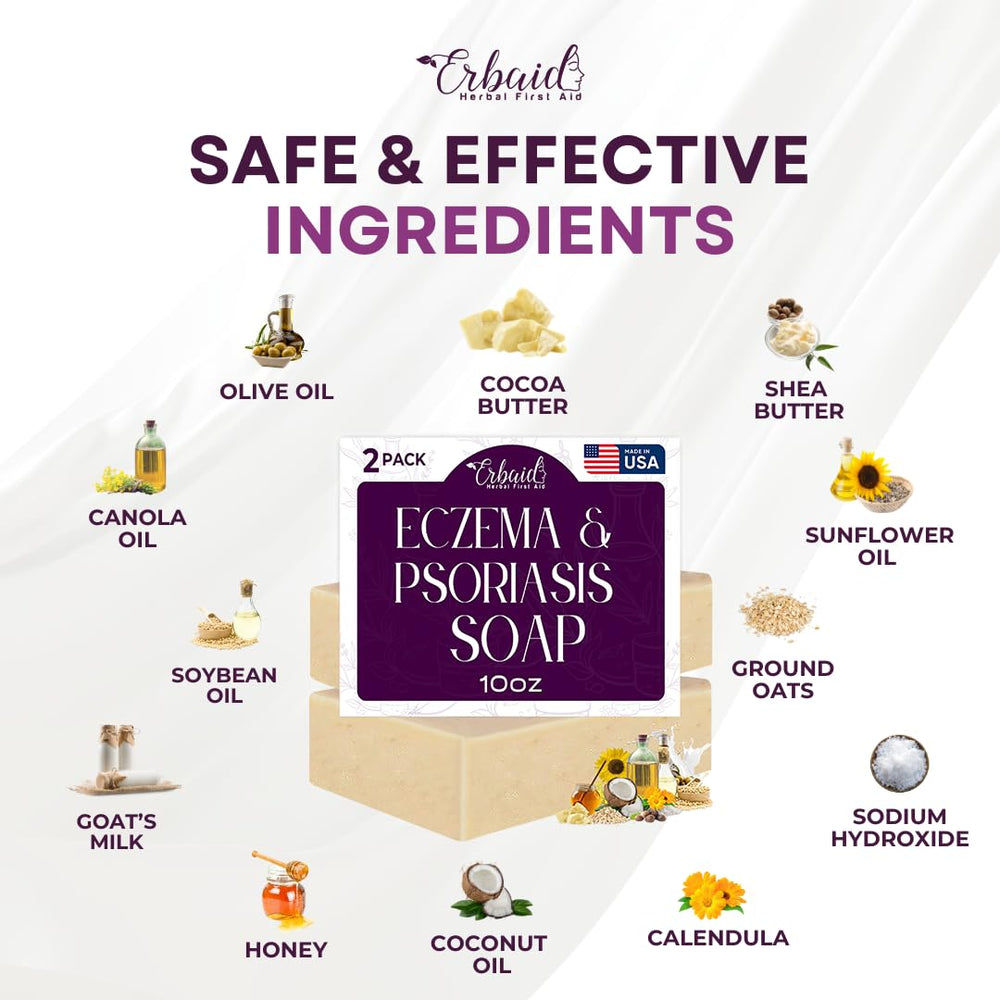 Erbaid Eczema Soap Bar suitable for kids and adults with a gentle formula.