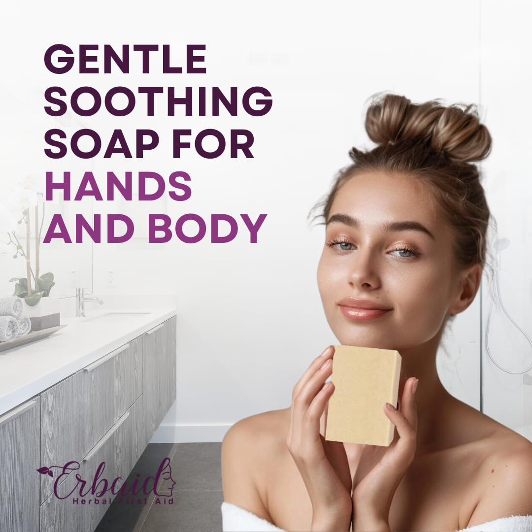 Natural ingredients in Erbaid Eczema Soap Bar promote clean, gentle skincare.
