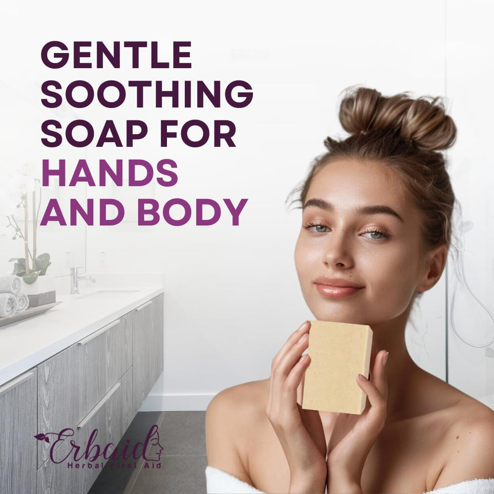 Natural ingredients in Erbaid Eczema Soap Bar promote clean, gentle skincare.