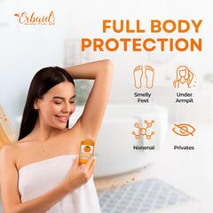 Erbaid Persimmon Deodorant application swipe demonstrates easy full-body use