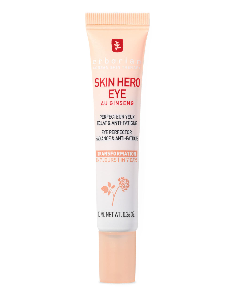 Erborian Skin Hero Eye Cream Packaging shows sleek tube and branding for daily use