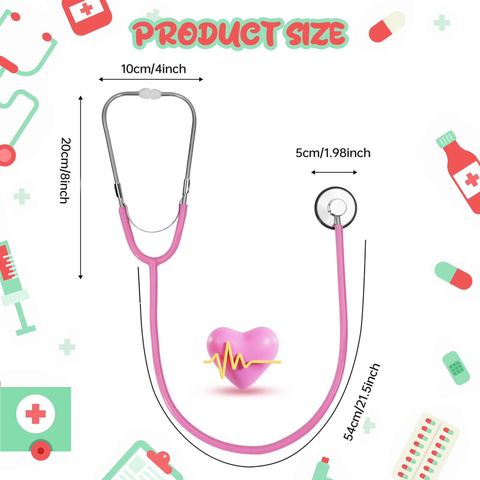 ERDOGLY play doctor set pink stethoscope highlight for storytelling pretend play.