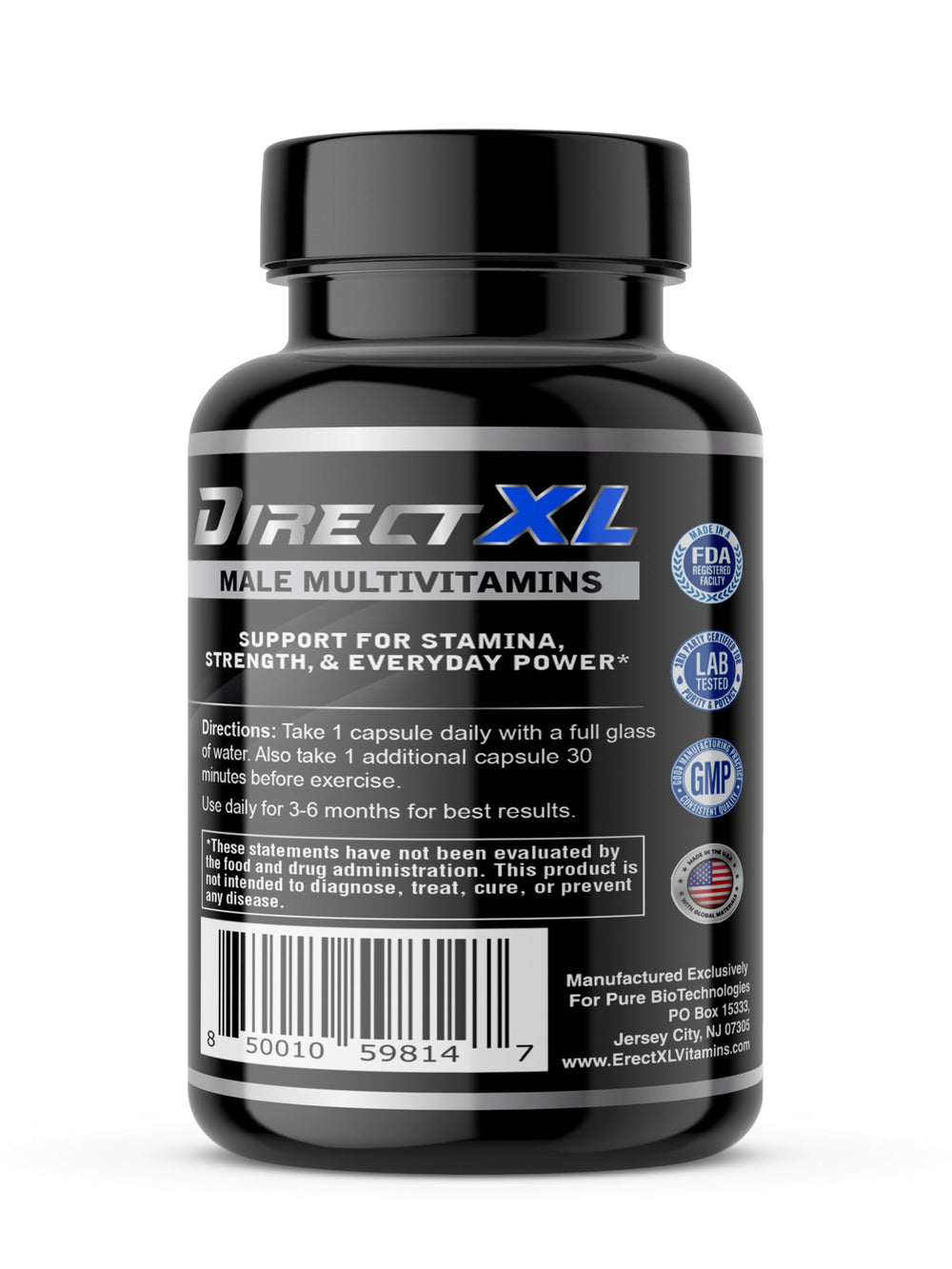 Close-up of ErectXL capsules highlighting daily nutrients for endurance.