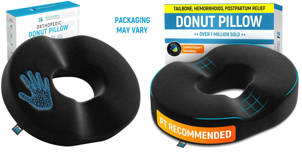 Ergonomic Innovations Donut Pillow is lightweight and portable for travel.