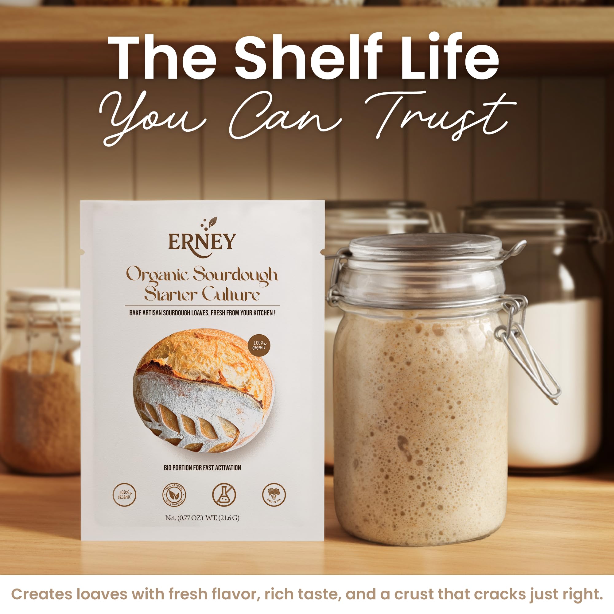 ERNEY Organic Sourdough Flour loaf demonstrates ready-to-bake bread options