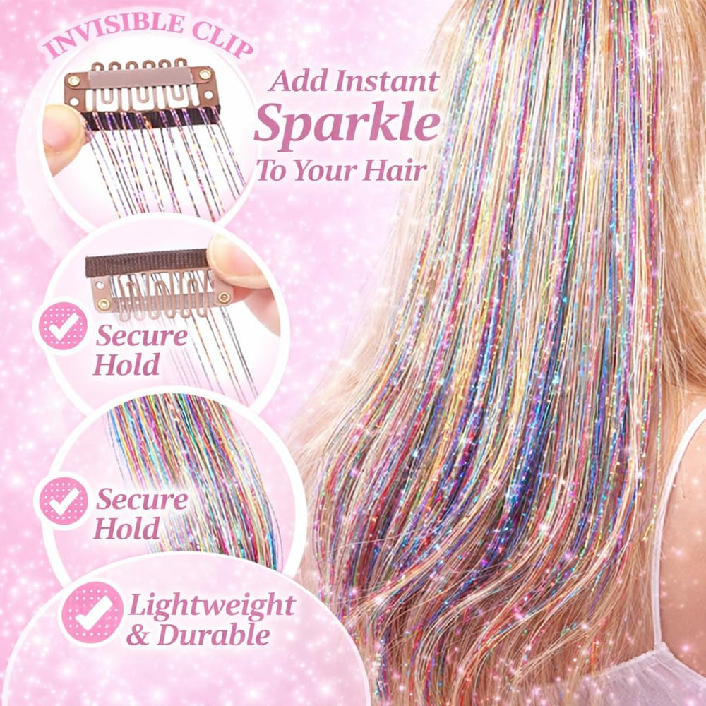 EROADE Hair Tinsel color variety close-up highlights easy festival styling