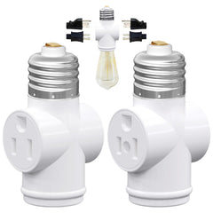 erqiliji two-pack light socket adapter expands power from E26 bulbs with two outlets