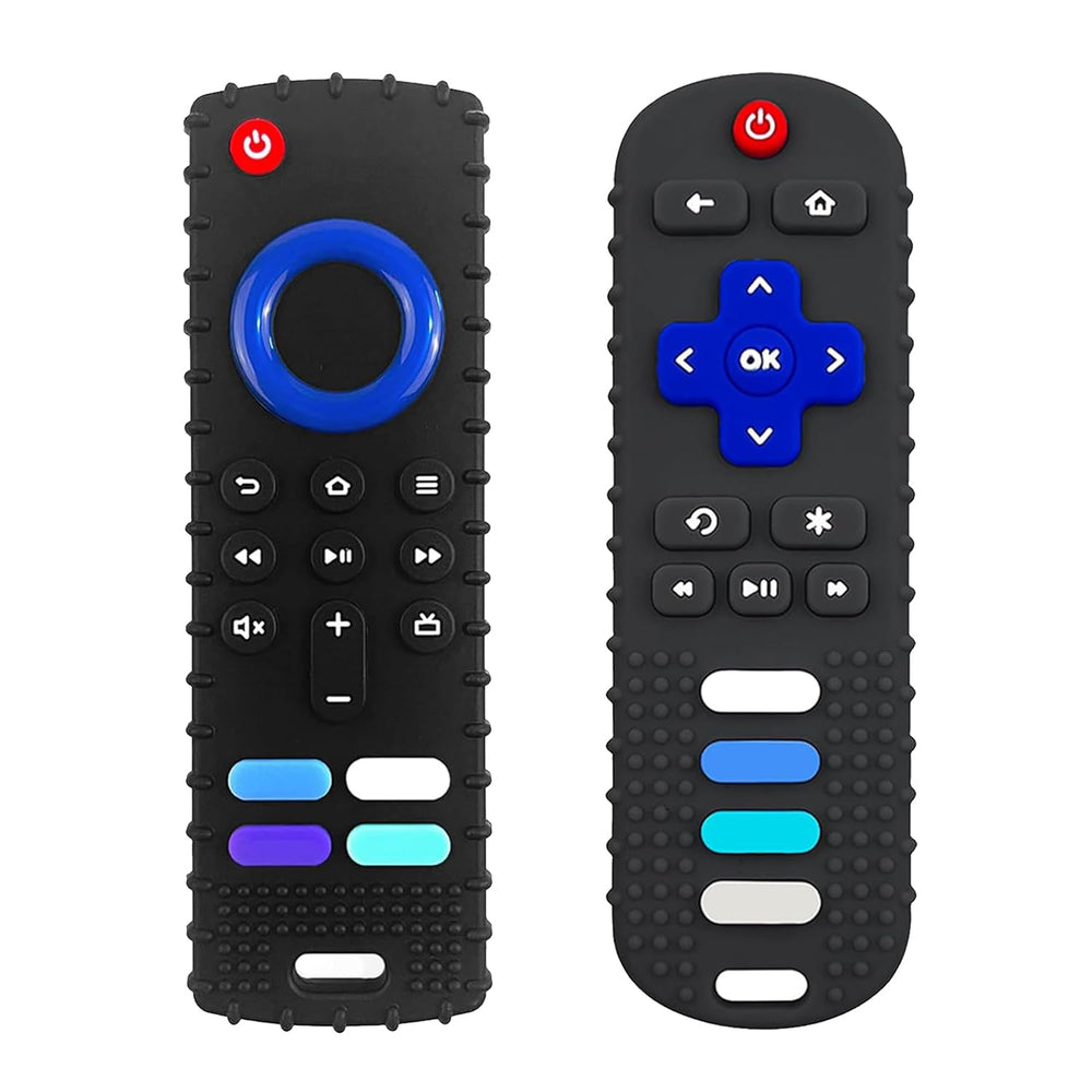 ERSIHUA 2pc silicone remote teether pack soothing gums through playful biting.
