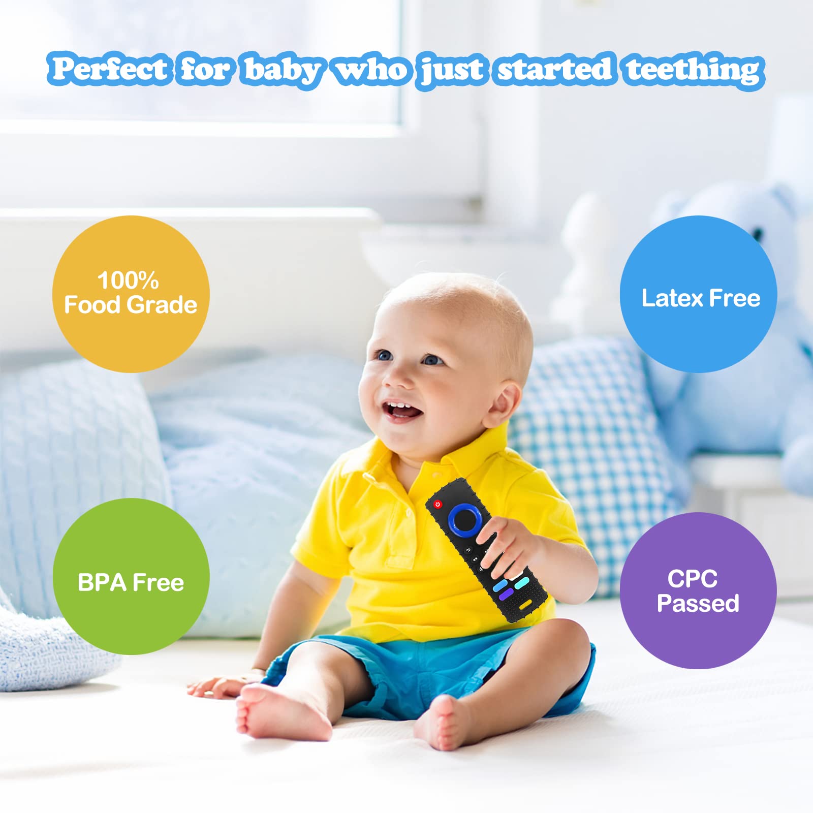 Baby holding ERSIHUA teether adds comforting familiarity during play.