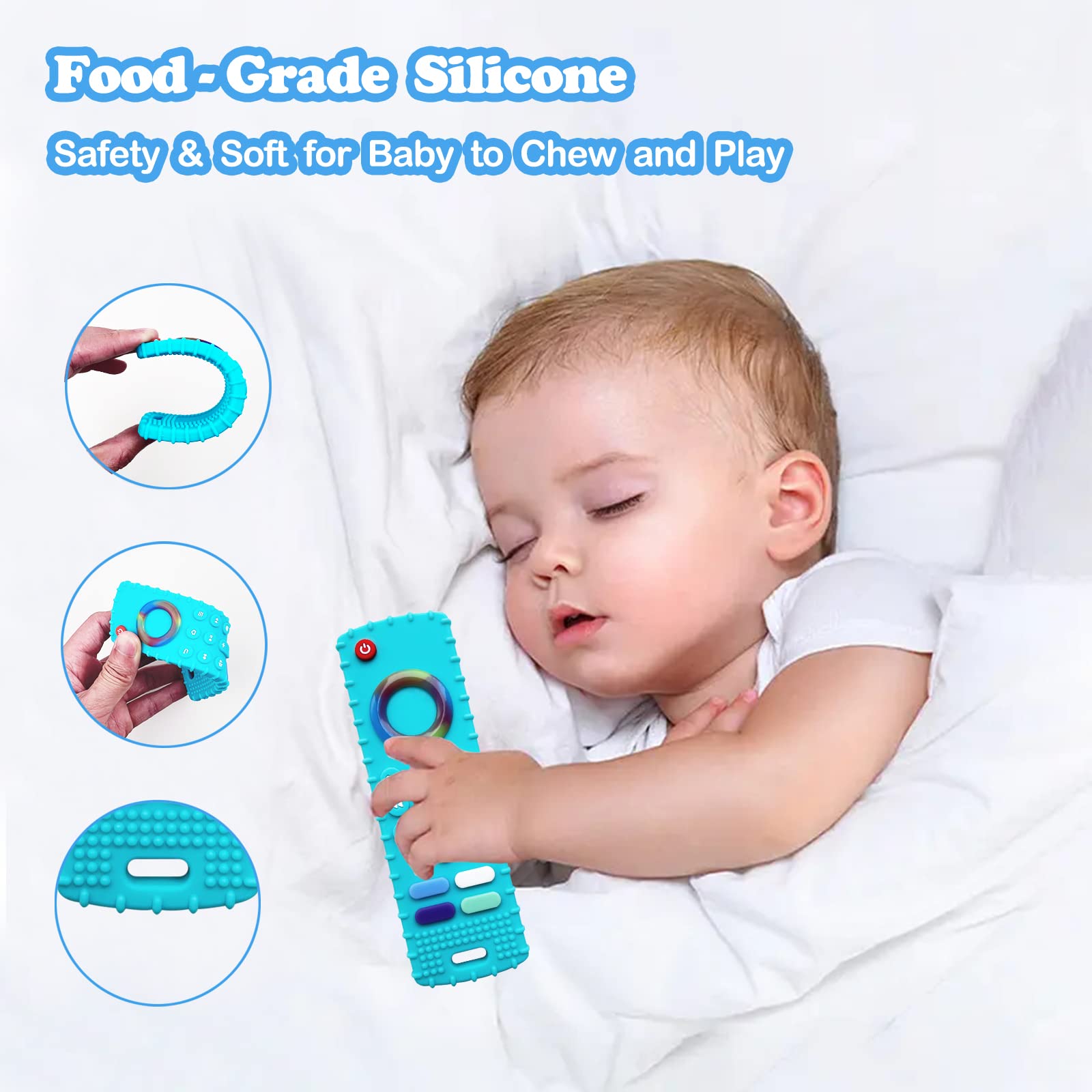 ERSIHUA teether textured ridges massage gums during teething.