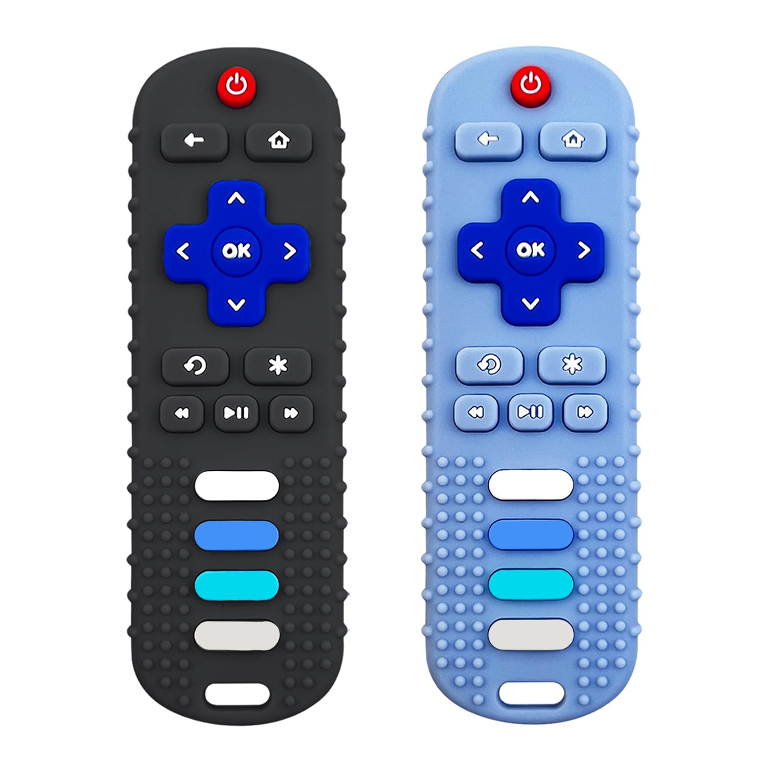 ERSIHUA remote-shaped teether black, easy grip for soothing teething gums.