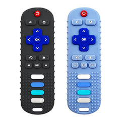 ERSIHUA remote-shaped teether black, easy grip for soothing teething gums.