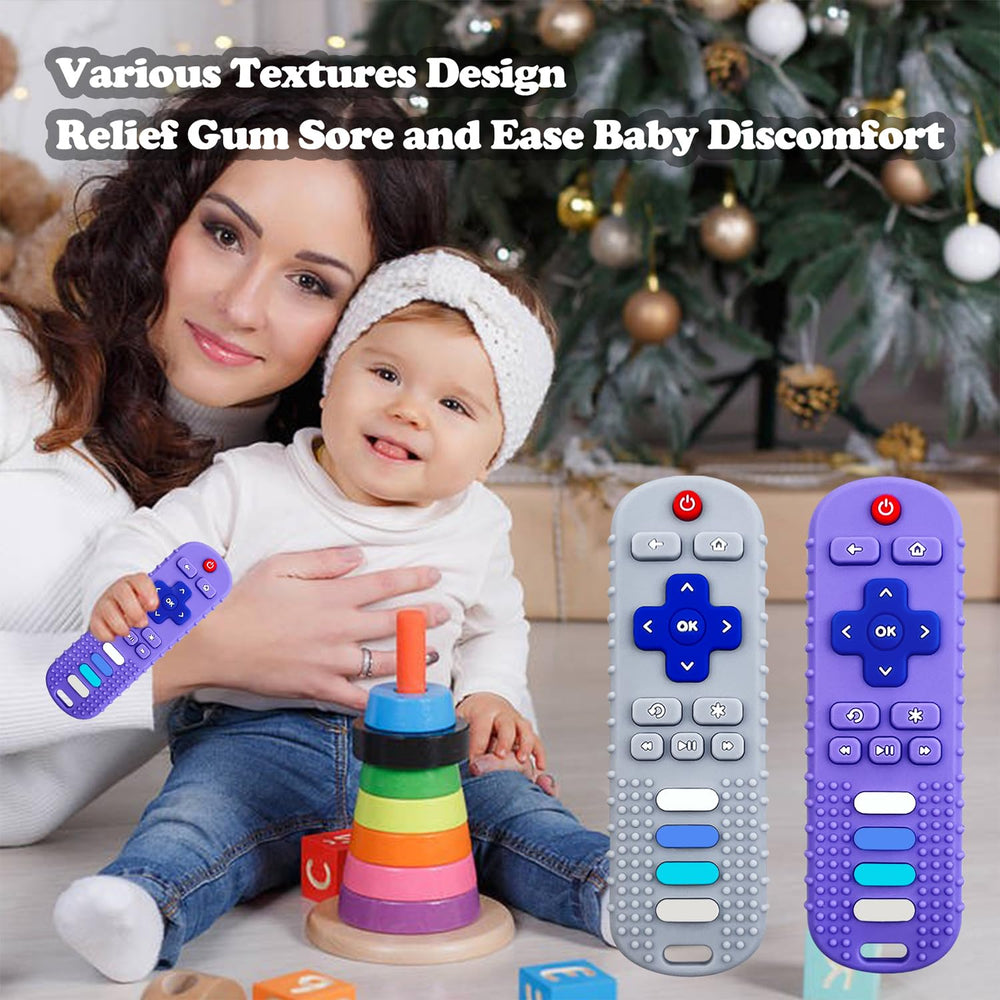 ERSIHUA remote-shaped teether doubles as a playful pretend remote.