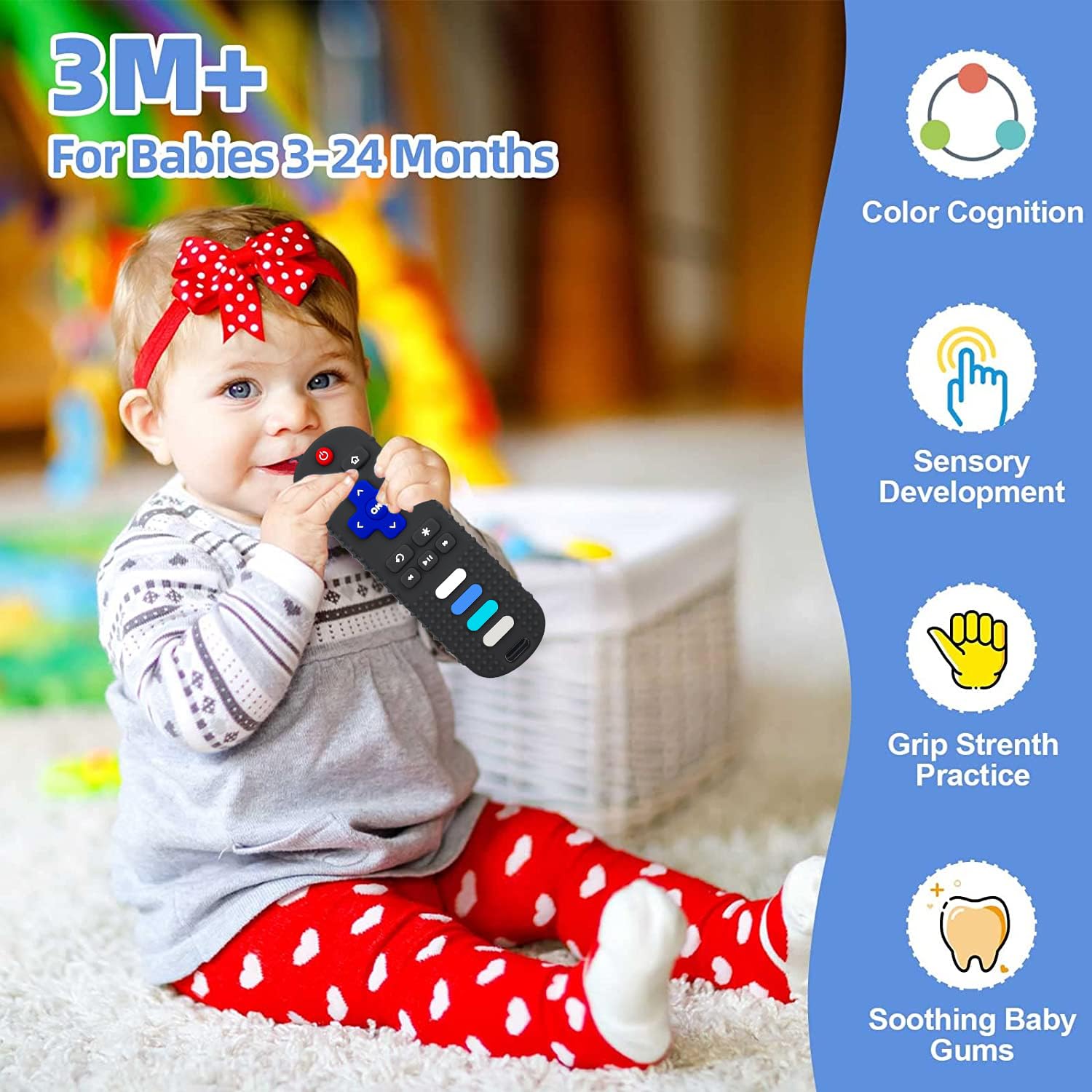 ERSIHUA textured teether provides gum massage and tactile exploration.