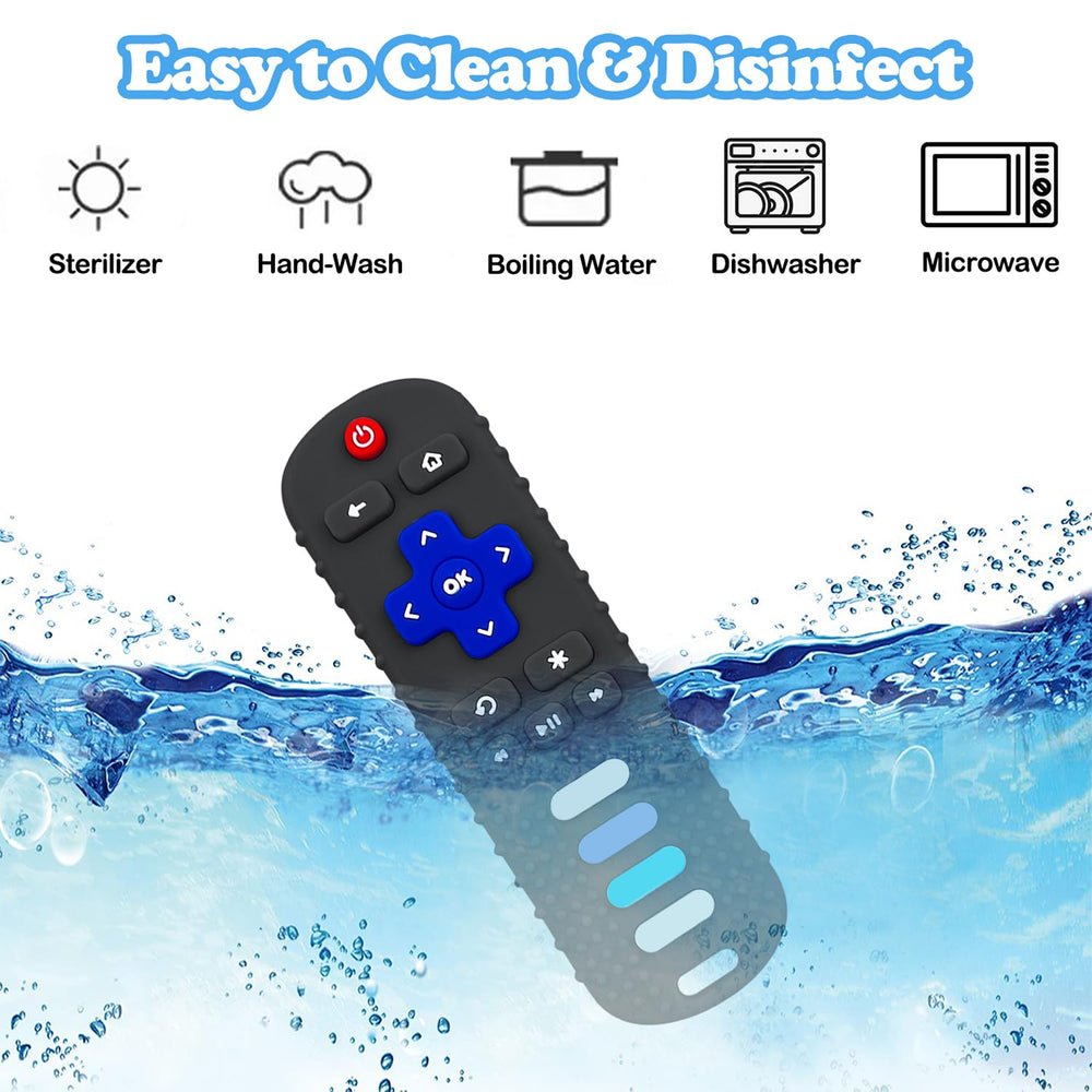 ERSIHUA two-pack remote teether set, soft and flexible for tiny hands.