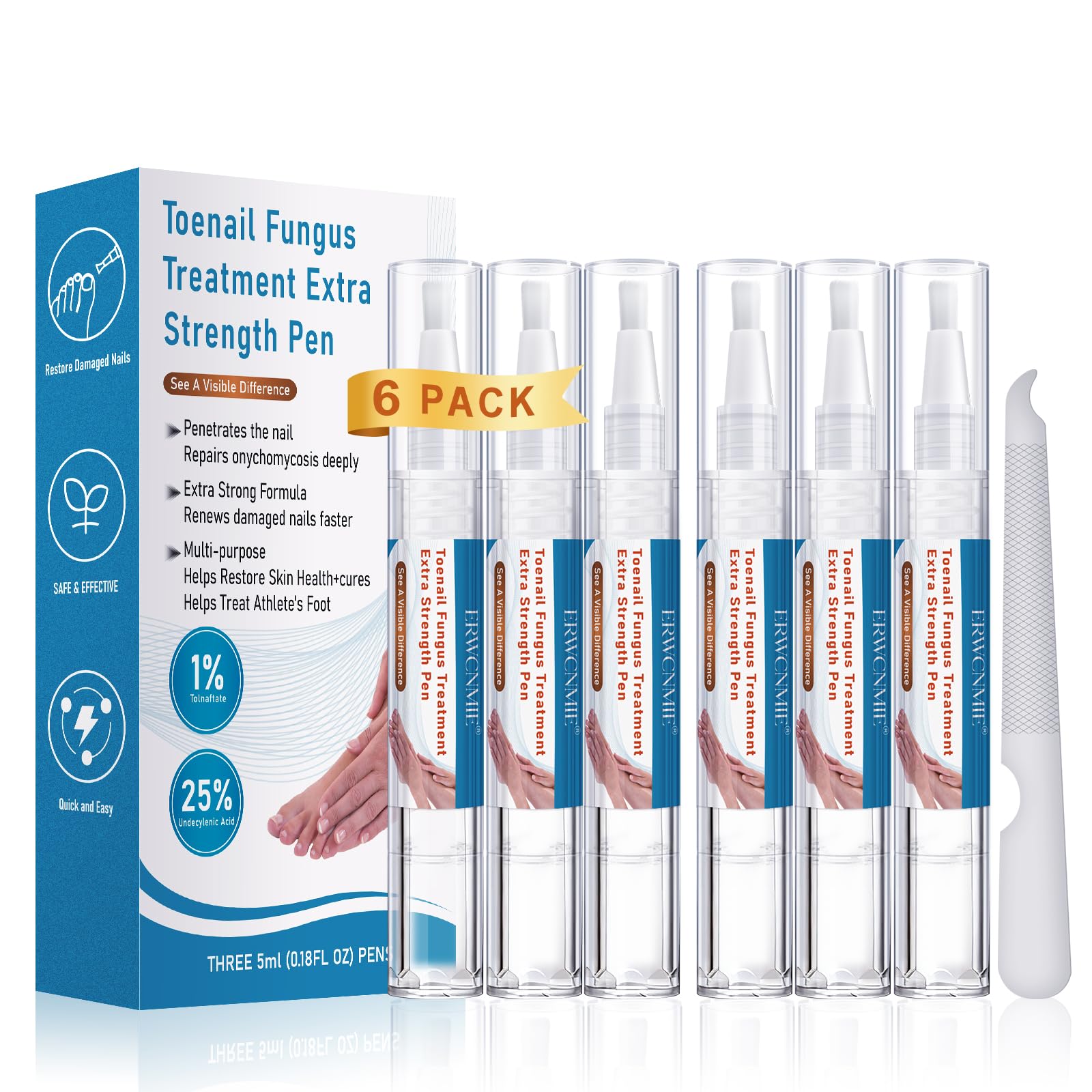 ERWCNMIE Toenail Fungus Pen with rotating brush for precise, targeted application.
