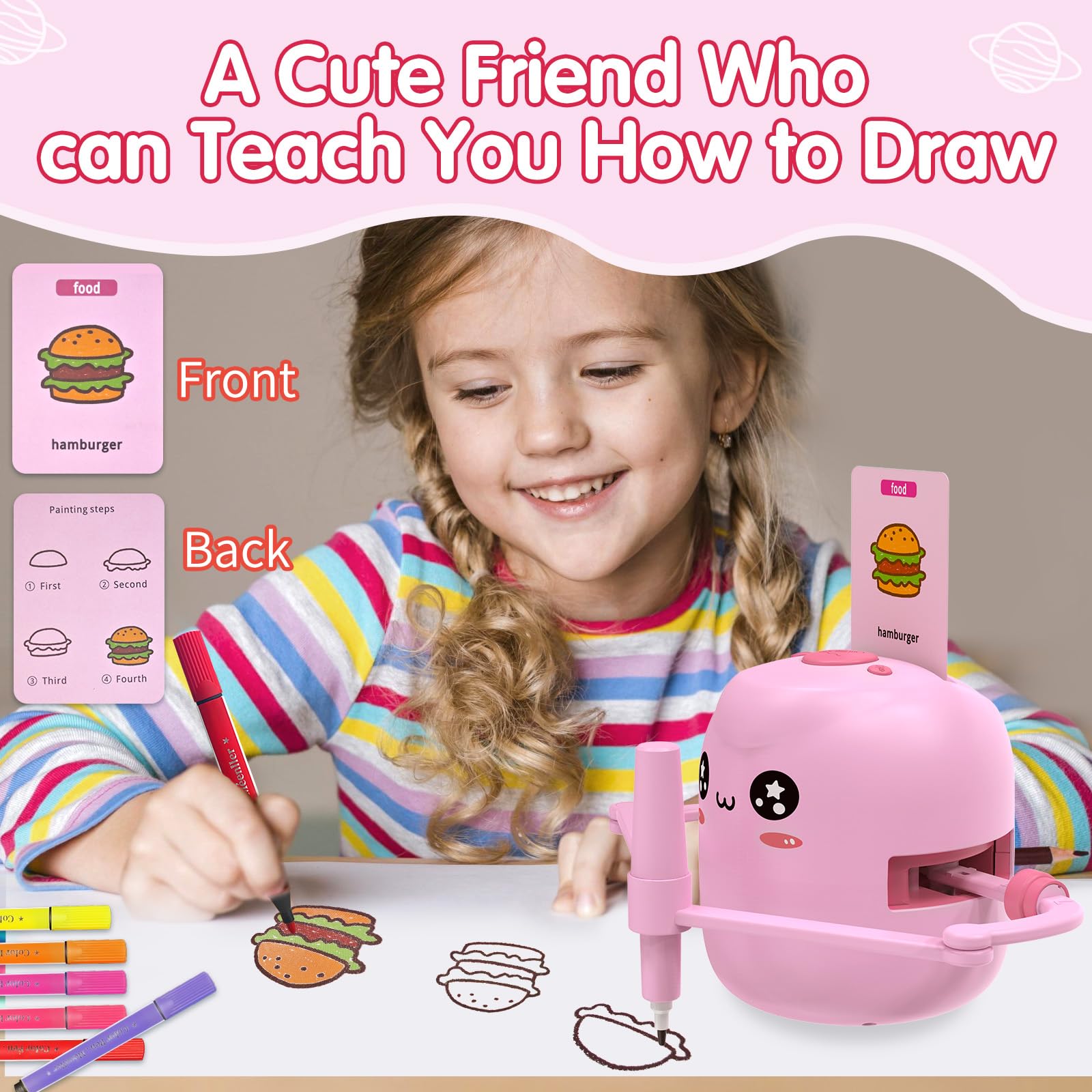 A child uses the ERYMCS drawing robot, promoting focus and fine motor skills.