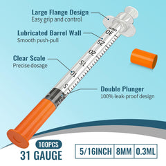 Esamita insulin syringe made with lab-grade materials for reliable performance.