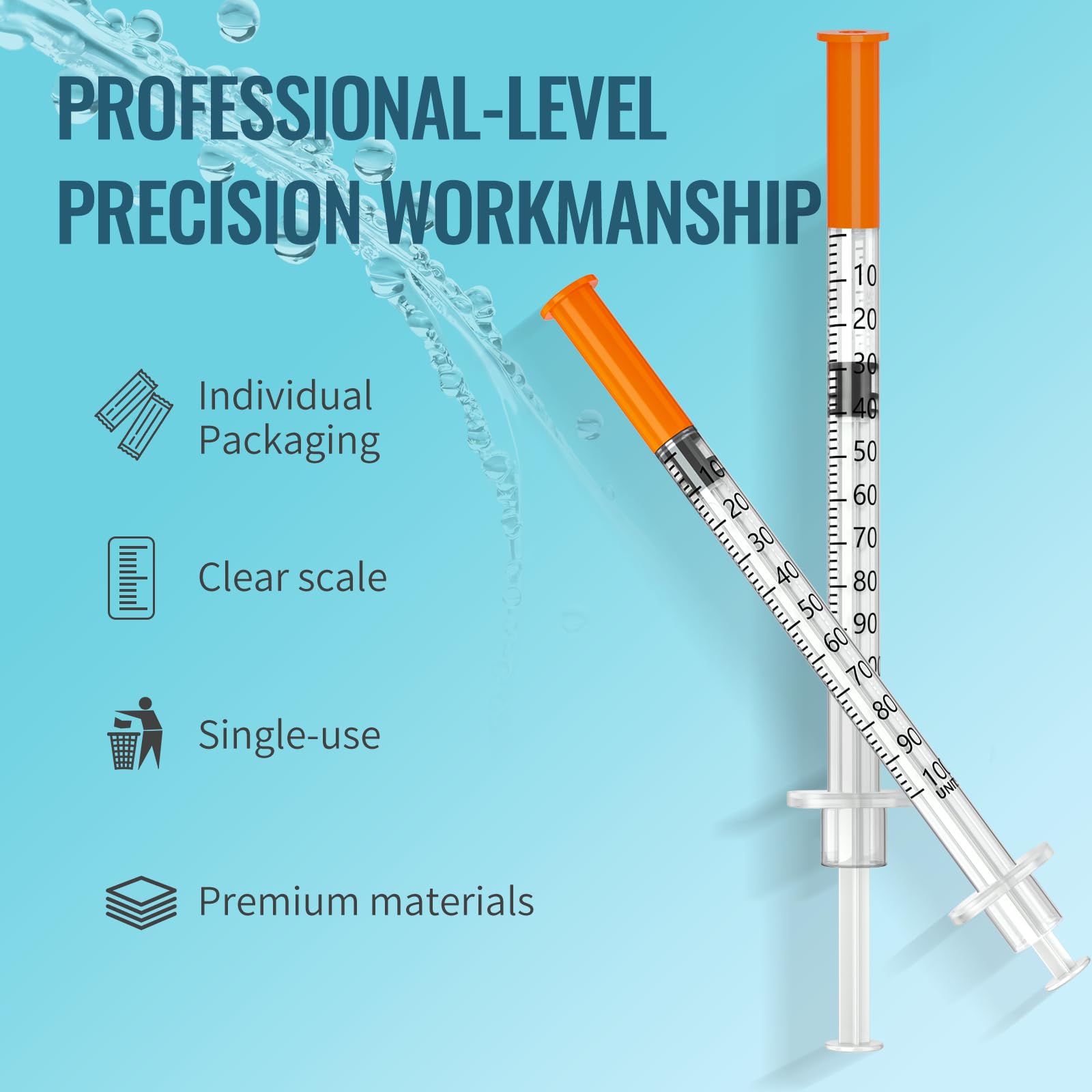 Esamita insulin syringe with leak-resistant cap for secure handling in transfers.
