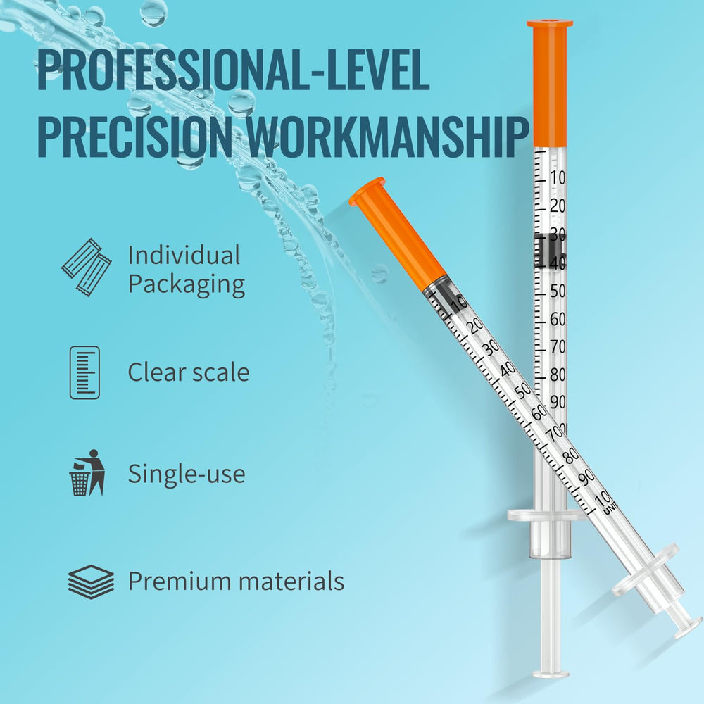 Esamita insulin syringe with leak-resistant cap for secure handling in transfers.