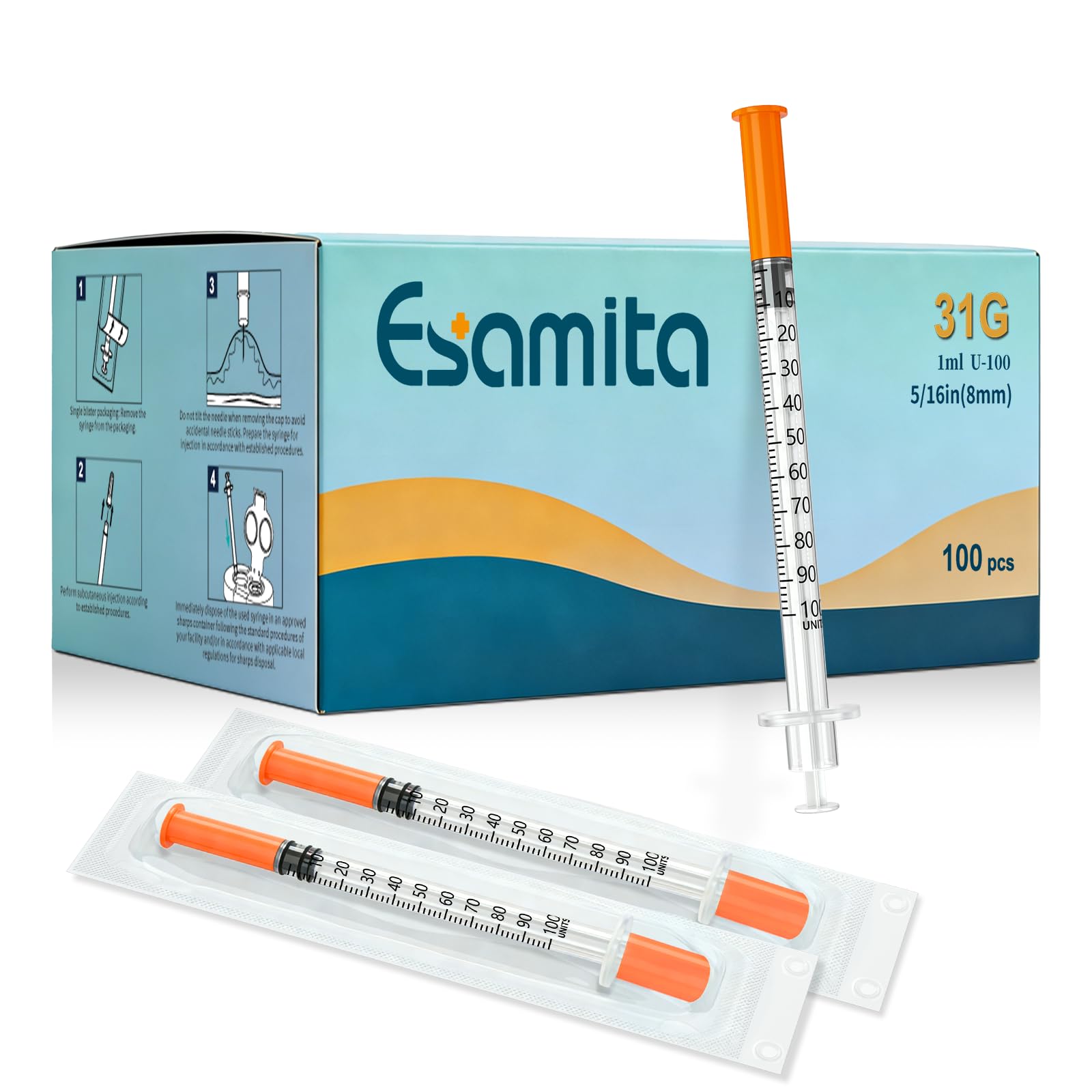 Esamita pack of 100 lab pipettes with precise 31G 1cc measurements for accuracy