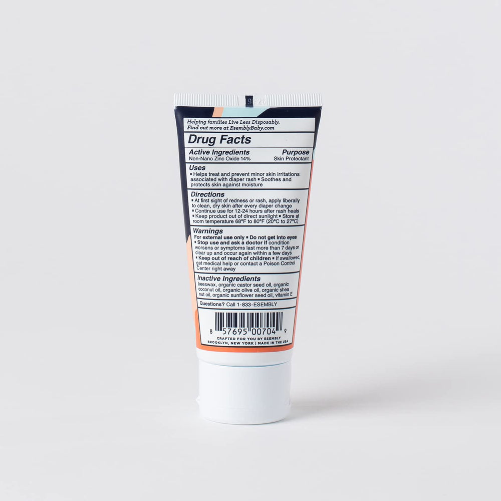 Product label emphasizes organic oils and zinc oxide active ingredient.