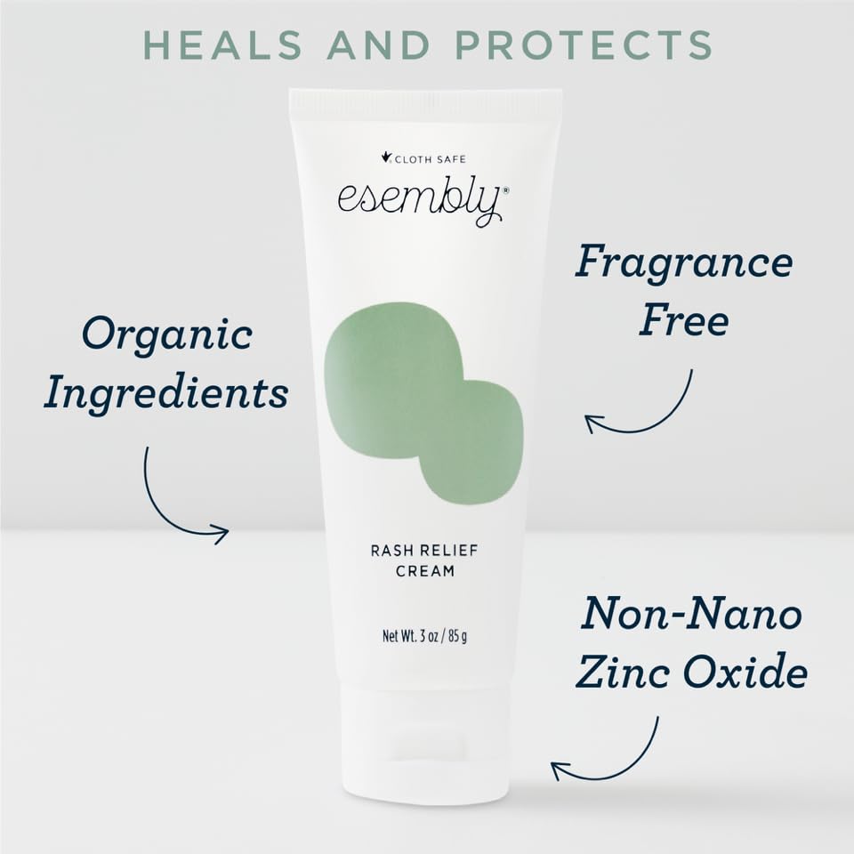 Organic ingredients panel highlights fragrance-free formula for baby skin.