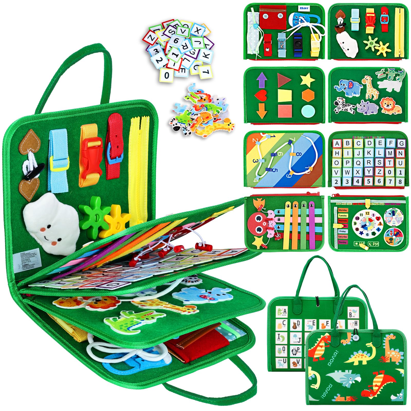 Esjay Toddler Busy Board 8 pages with varied activities for motor skills