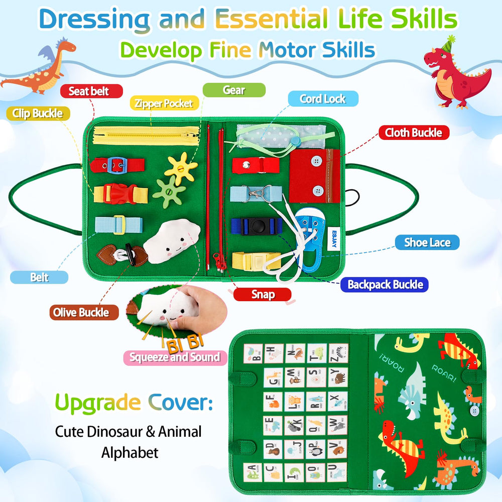Esjay Busy Board soft fabrics provide a gentle play surface