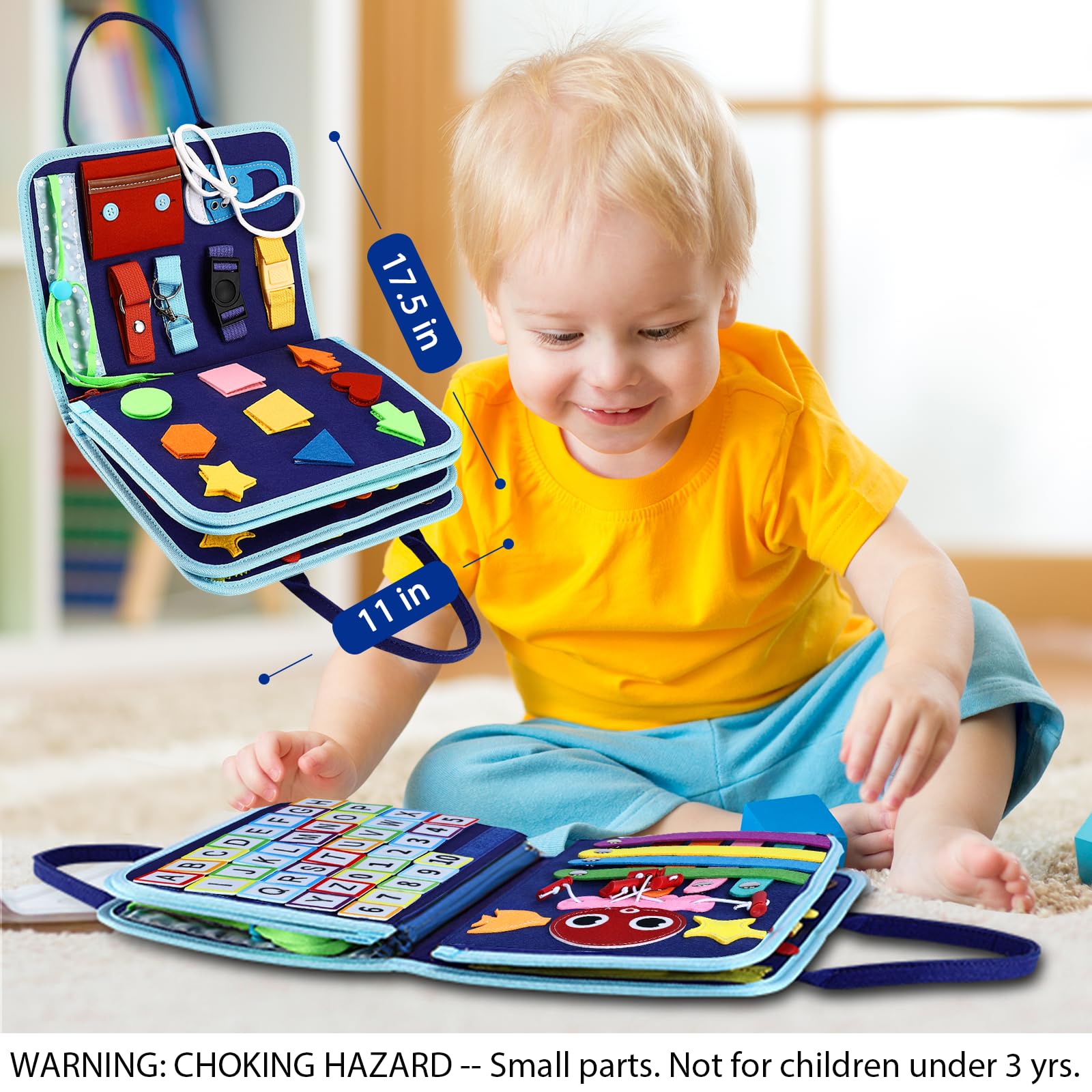 Esjay Busy Board features zipper, button, and coordination pages