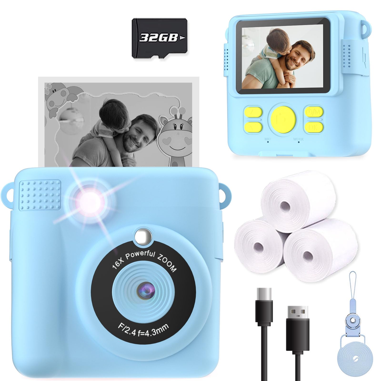 ESOXOFFORE Kids Camera Instant Print front view for quick memories