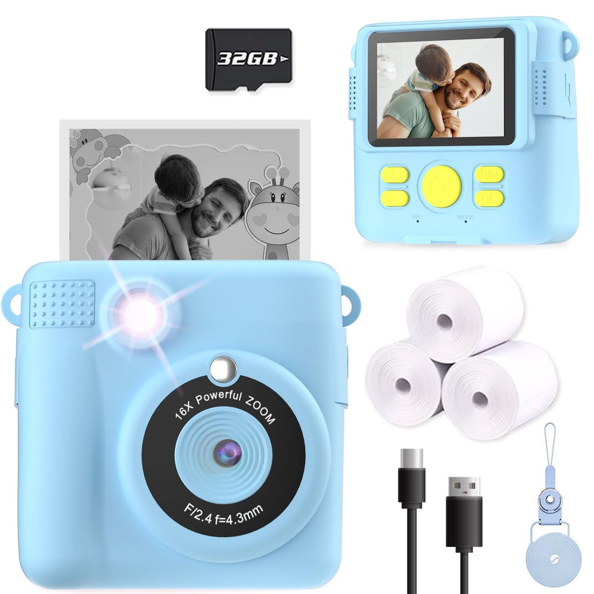 ESOXOFFORE Kids Camera Instant Print front view for quick memories